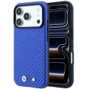 BMW M anglies pluošto rašto MagSafe dėklas, skirtas iPhone 17 Pro / 18 Pro - Mėlyna
