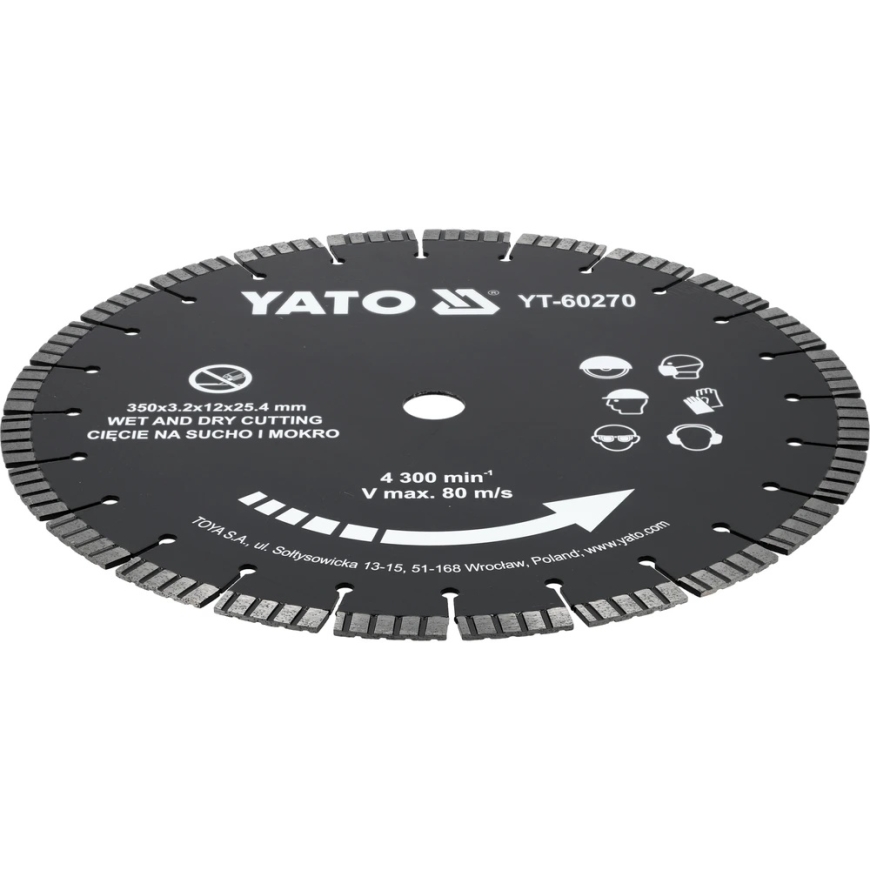 Toya Sa Poland Dimanta griešanas disks betonam, akmenim, гранитам | 350 mm, 25.4 mm caurums (YT-60270) – 3