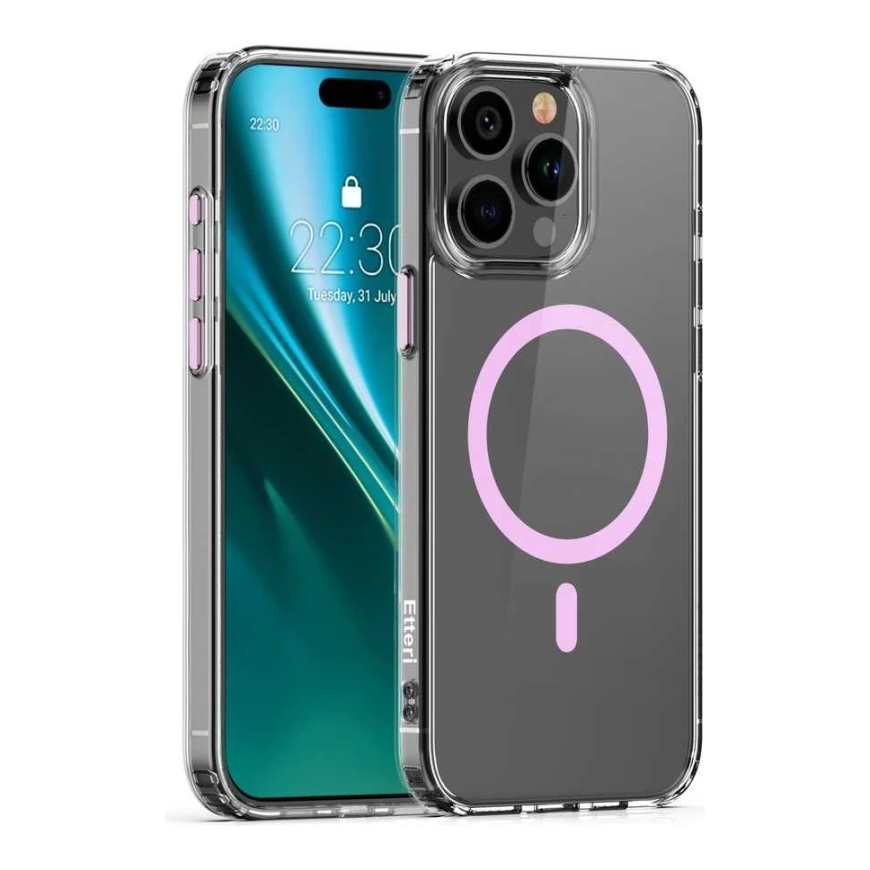 Etteri Color Mag Apple iPhone 12 / 12 Pro 6,1" puhelimen suojakuori vaaleanpunaisena