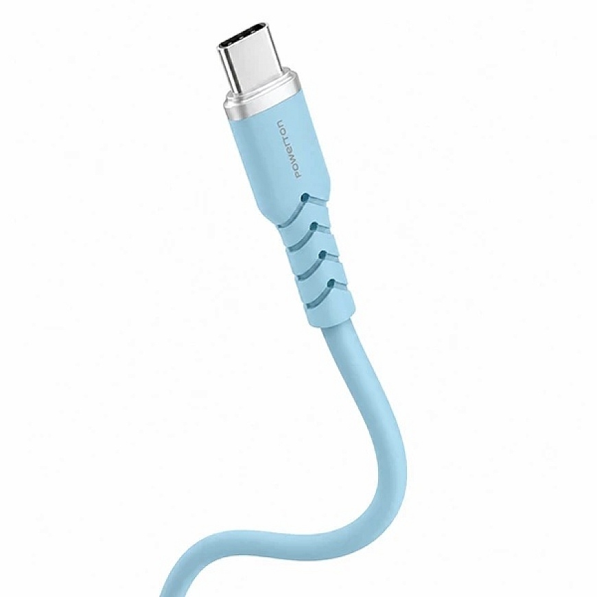 Powerton ENERGY PASTEL EDITION USB-C kabelis, 100 W, 1 m, silikons, zilais – 2