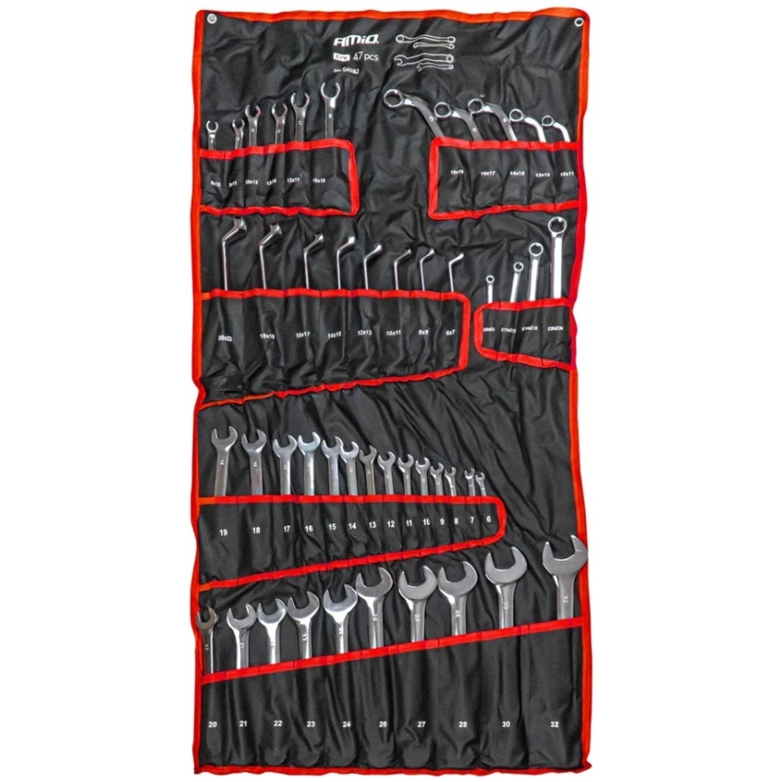 Combination Wrench Set, CrV, 47 pcs, AMIO-04982