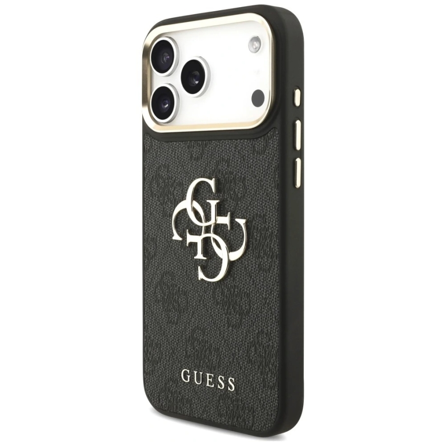 Guess 4G Big Classic Logo lielais siksnas korpuss ar metāla pogām iPhone 18 Pro Max / 17 Pro Max, melns – 3