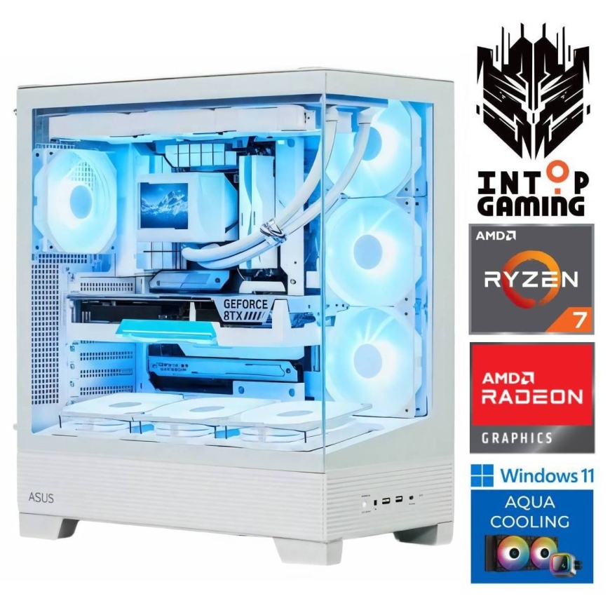 INTOP AQUA Ryzen 7 8700F 64GB DDR5 1TB SSD M.2 NVME RX9060XT 16GB WIN11Pro