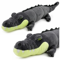 Lean Toys Plush Crocodile, Gray, 90 x 30 x 25 cm