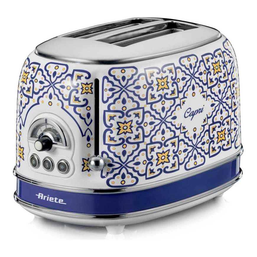 Ariete 155 Toaster Capri, 810W, 2 slices, 6 browning levels, Crumb tray, Defrost function, Automatic