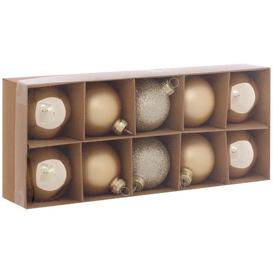 Atmosphera Set of Glass Ornaments Gold, Ø 5.6 cm, 10 pcs.