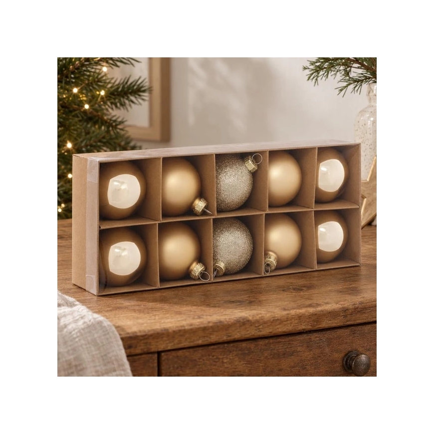 Atmosphera Set of Glass Ornaments Gold, Ø 5.6 cm, 10 pcs. – 4