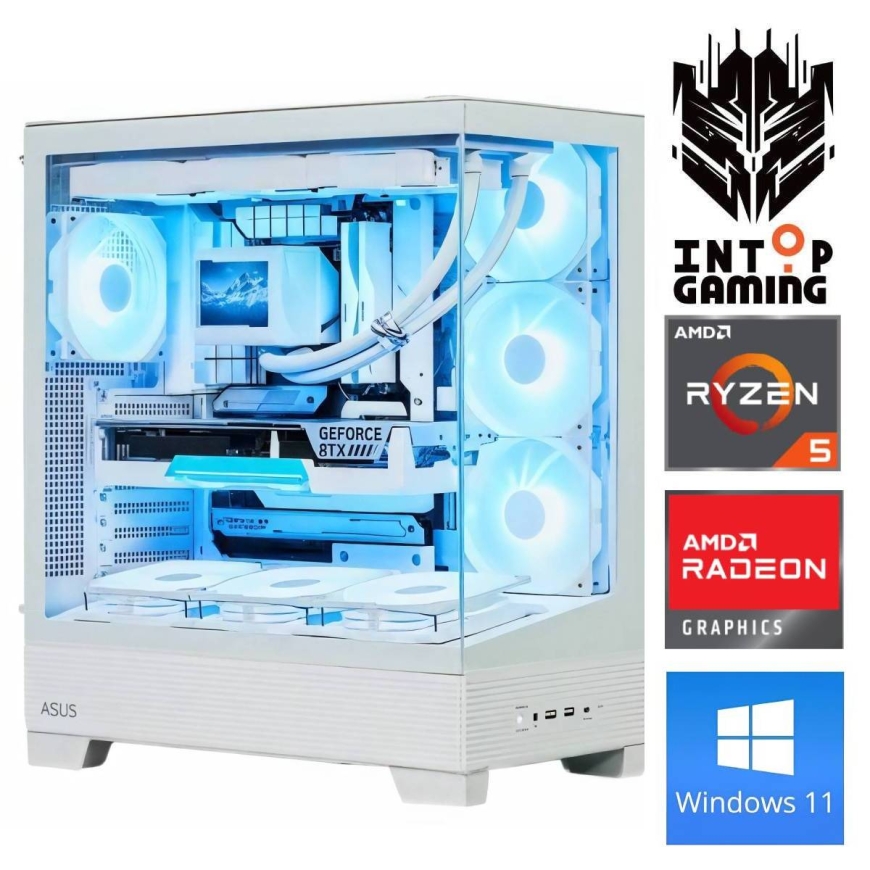 INTOP Ryzen 5 7500F 32GB DDR5 1TB SSD M.2 NVME+2TB RX9060XT 16GB WIN11