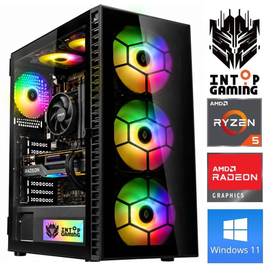 INTOP Ryzen 5 5500F 32GB 500SSD M.2 NVME+2TB RX9060XT 16GB WIN11Pro