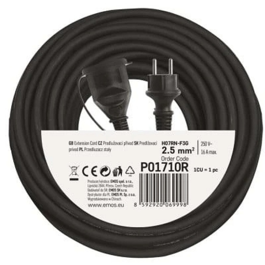 Extension cable 1 socket 3x2.5 mm2 10 m black P01710R EMOS – 3
