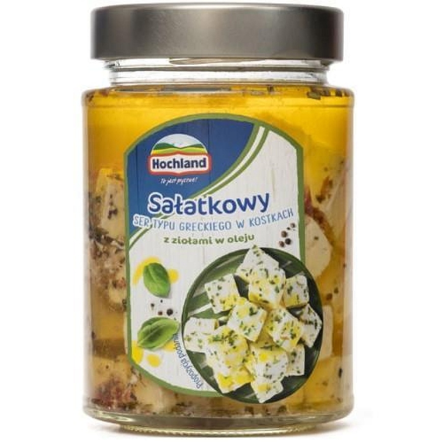 Kreeka juust õlis HOCHLAND, kuubikud, ürtidega, 300g