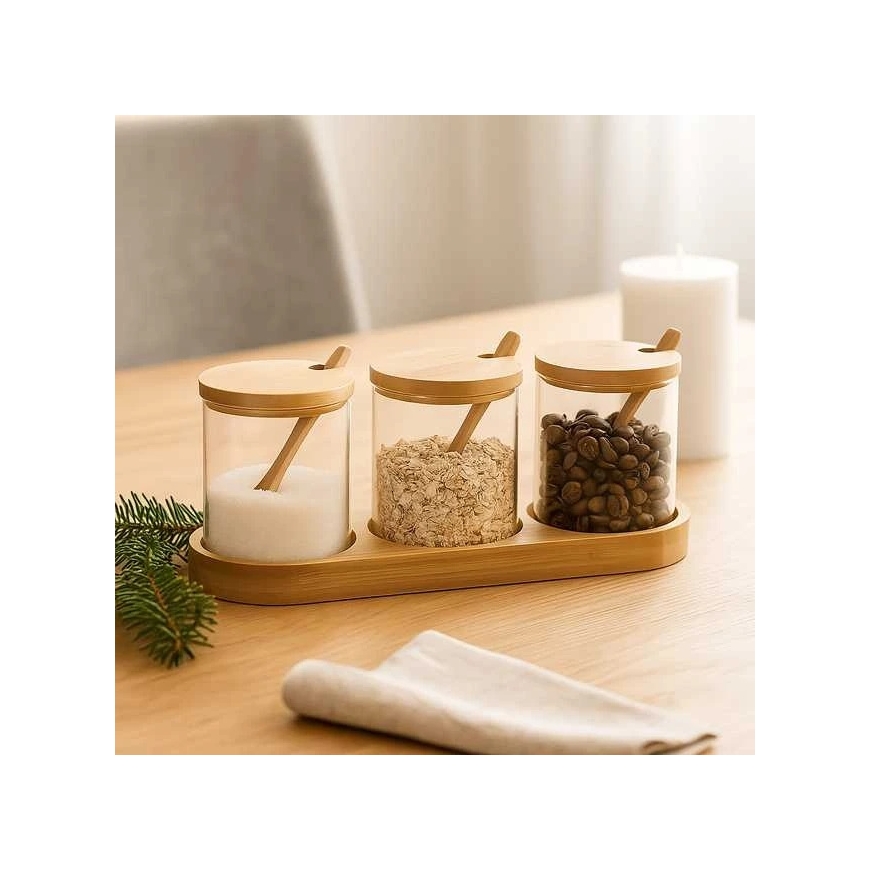 Zassenhaus Bamboo YULEA spice jars, 3 x Ø 8.5 cm, on a bamboo base – 2