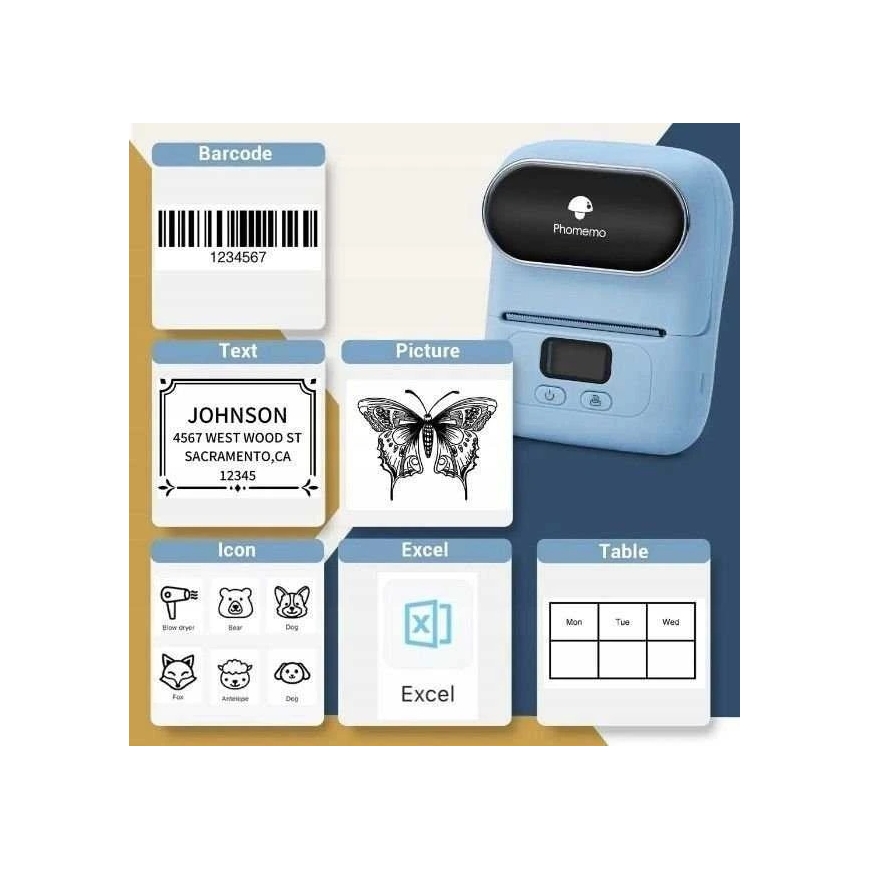 "Phomemo" adhesive paper labels 40x60 mm, White, 1 roll, suitable for "Phomemo" M110 M120 M200 M220 M221 / XP4060-130 – 2