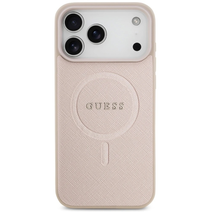 Guess Saffiano Classic Logo MagSafe maciņš iPhone 18 Pro Max / iPhone 17 Pro Max - Rozā – 4