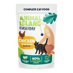 ANIMAL ISLAND Everyday Chicken pulled fillets in broth - wet cat food - 85g