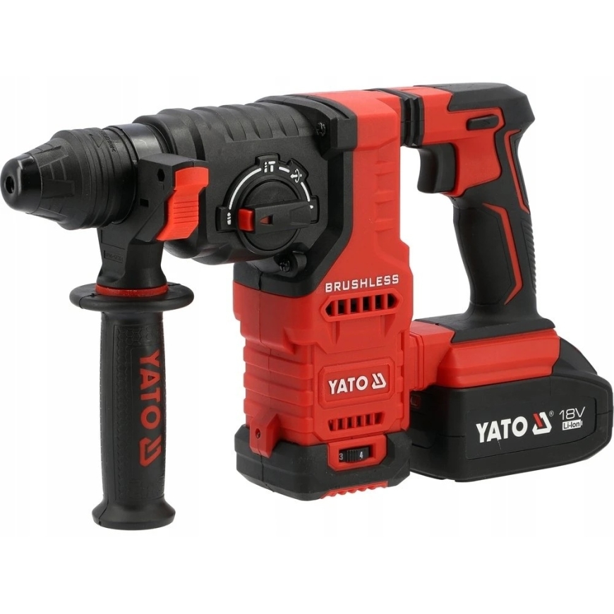 Yato Toya Sa Polija akumulatora SDS Plus perforators ar bezsukņu motoru, 18 V, 2,8 J, 1 x 4 Ah (YT-827725)