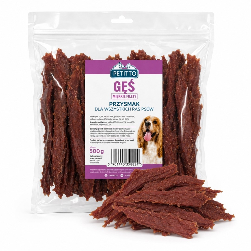 PETITTO Minkštos anties filė - šunų skanėstas - 500g – 2