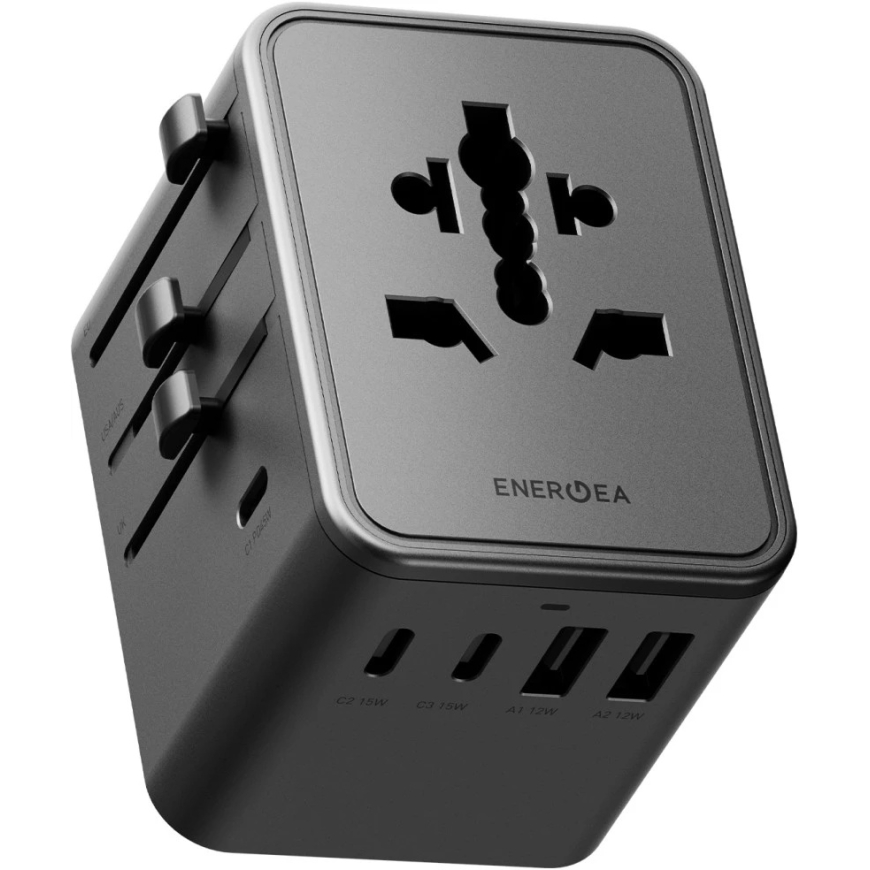 Сетевое зарядное устройство Energea TravelWorld Mini GaN 45W PD, 3x USB-C / 2x USB-A, цвет: графит – 3