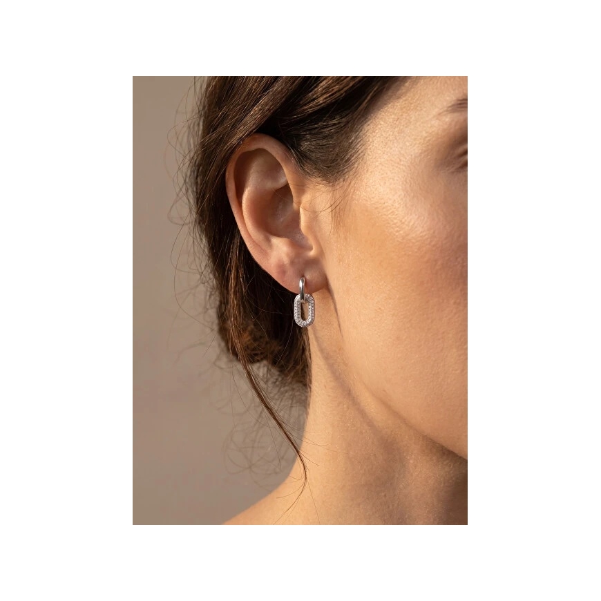 Brilio Silver Oval Two-tone 2in1 Earrings with Zirconia EA1177YW – 5