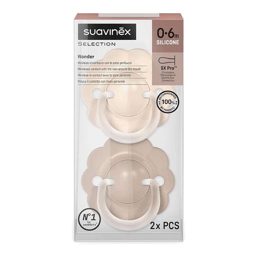 SUAVINEX FIZIOLOGINIS ÇIULPTUKAS SX PRO WONDER, 0-6 MONTHS, SOFT/DEEP BEIGE, 2 PCS. – 2