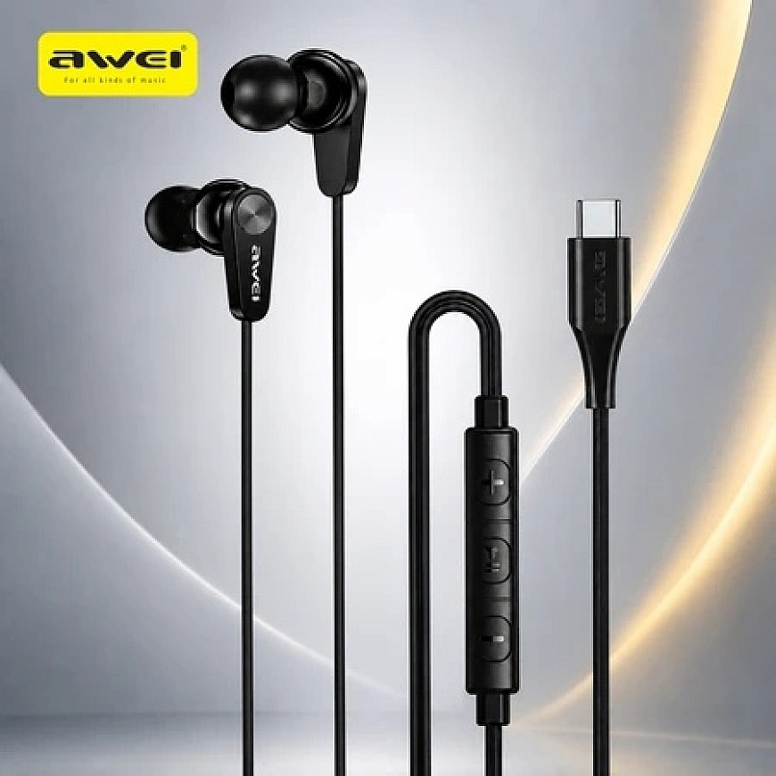 AWEI PC-21T USB-C In-Ear Headphones Black – 2
