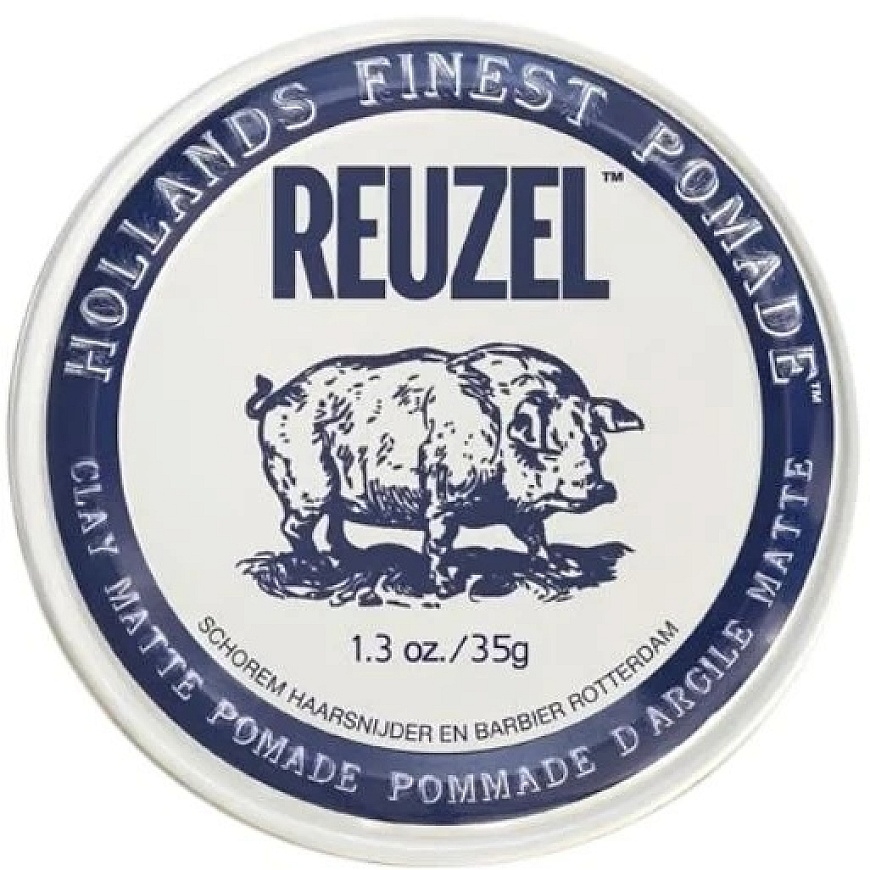 „Reuzel Hollands Finest Pomade“ matinė molio pomada plaukų formavimui ir išryškinimui, 35 g – 2