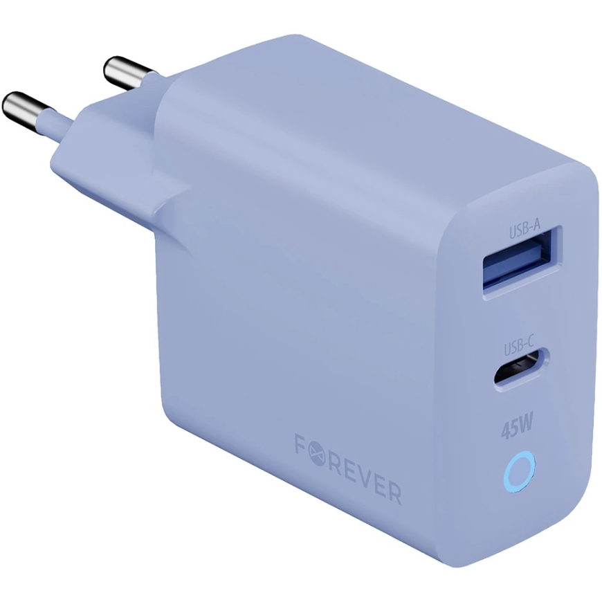 Forever Vibe-TC45AC GaN PD QC laturi 1x USB-C 1x USB 45W taivaansini – 3
