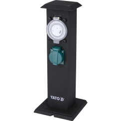 Yato Toya Sa Poland Lauko elektros lizdų stulpelis su programatoriumi | plieno | IP44 | 2 x 230 V (YT-81276)