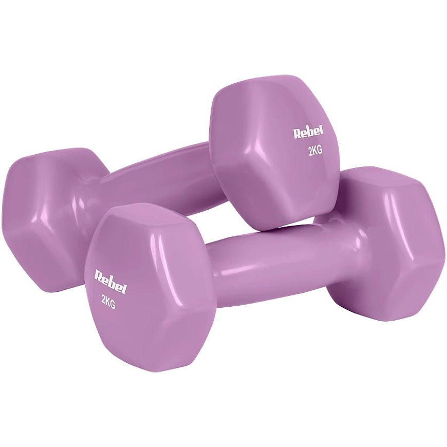 HEKSAGONINEN 2x2kg vinyylisestä valuraudasta valmistettu käsipaino, REBEL ACTIVE – 2