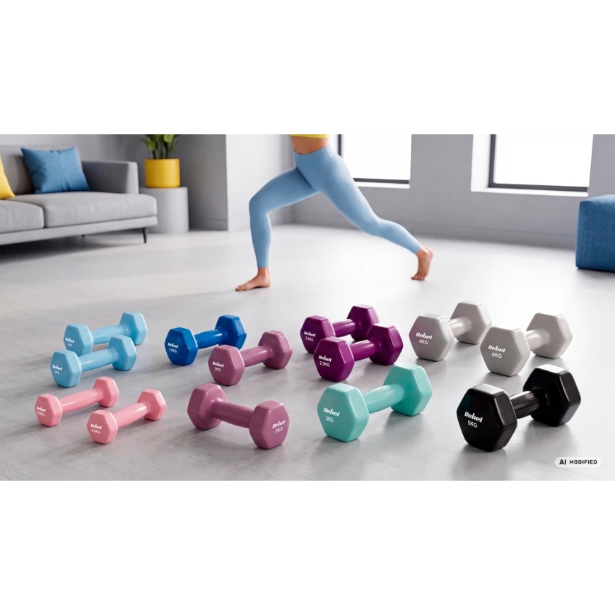 ГЕКСАГОНАЛЬНЫЕ 2x2кг виниловые чугунные гантели, REBEL ACTIVE – 5