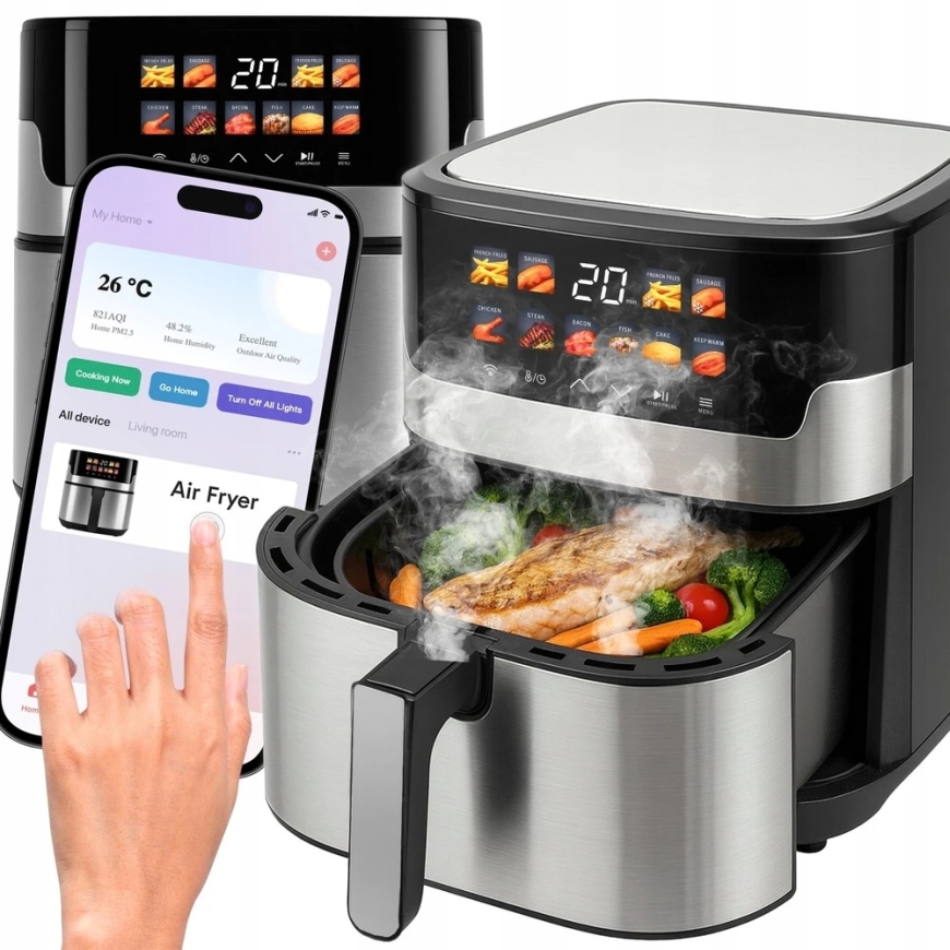 Retoo AIR Gaisa friteze ar bezvadu eļļas nesaturošu 6,5 l tilpumu un LCD ekrānu, 10 izvēlnēm vai 1293 – 2