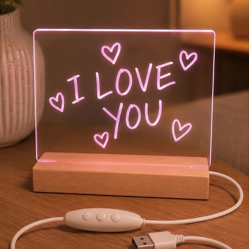 Telforceone Forever Light Puukryyl LED Yövalo Viestitaulu FNL-18 tussilla