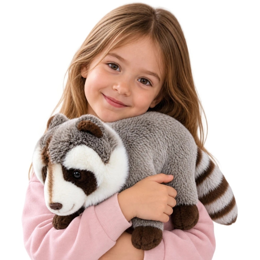 Lean Toys Plush Raccoon with Striped Tail, Gray, 45 × 20 × 12 cm – 3