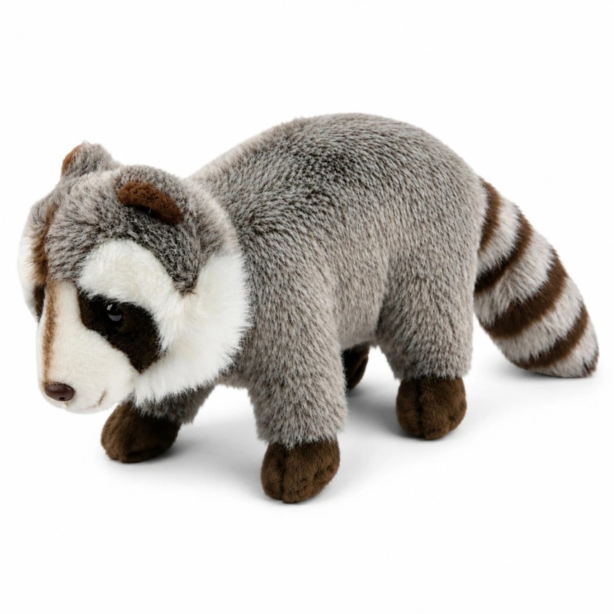 Lean Toys Pehmeä Raccoon Raidallisella Hännällä, Harmaa, 45 × 20 × 12 cm – 5