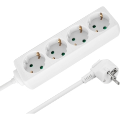 Rebel Valge Pikendusjuhe 4 Pesaga 2m Saksa Tüüp ilma Lülitita (3x1.5mm)