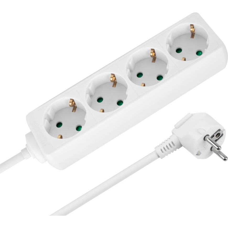 Przedłużacz Prailgintuvas 4 lizdai 2m vokiško tipo be jungiklio (3x1.5mm) Rebel baltas