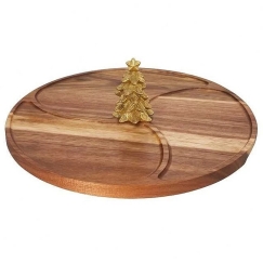 Lumarko Round Snack Serving Board NEVESSA, Decorative Tree, Acacia Wood, Ø 28 cm