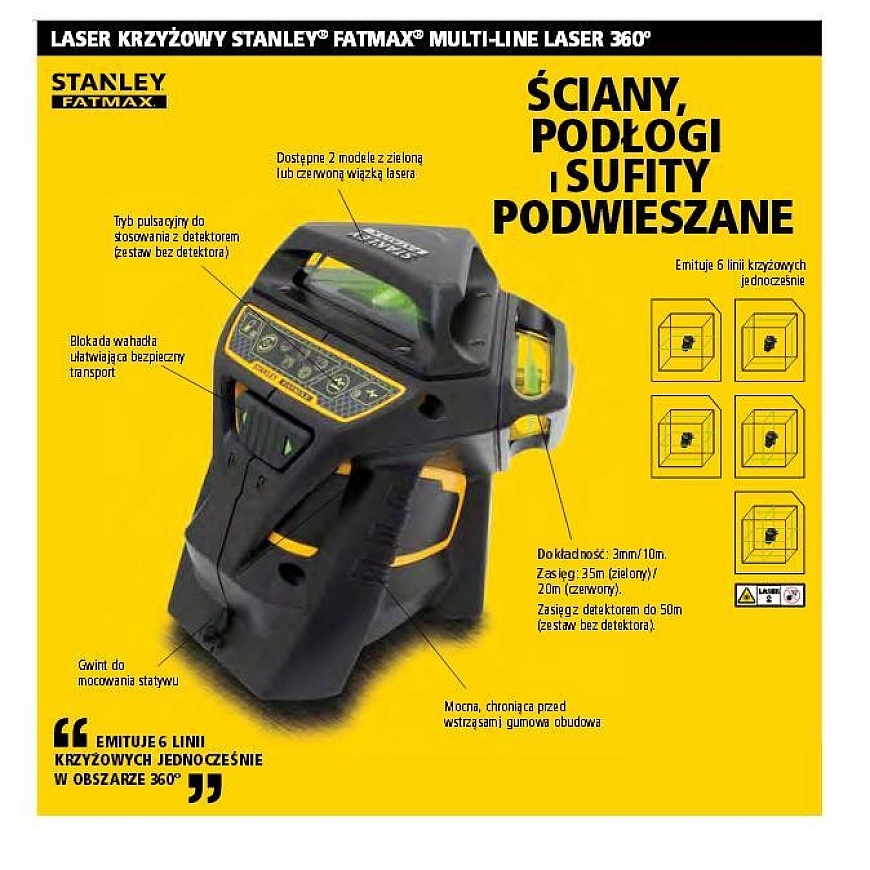 Stanley Multi-Line 360 plokštuminis lazeris žalias 35 m – 2
