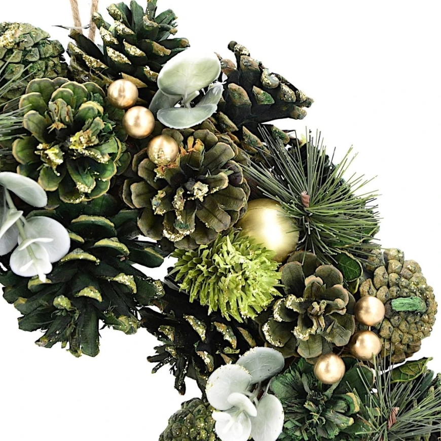 EDELMAN DECORATIVE WREATH 34CM GREEN WITH PINE AND BERRY BALLS – 4