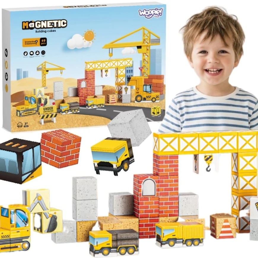 WOOPIE magnetic construction cubes Construction Site 49 pcs.