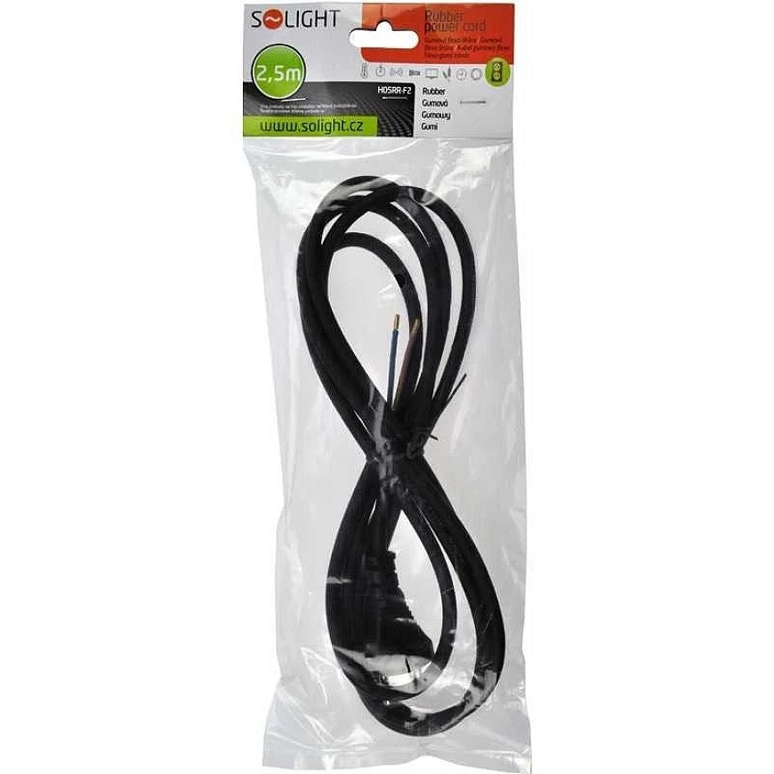Solight elastīgais kabelis, 2x 1mm2, gumijas, melns, 2,5m – 3