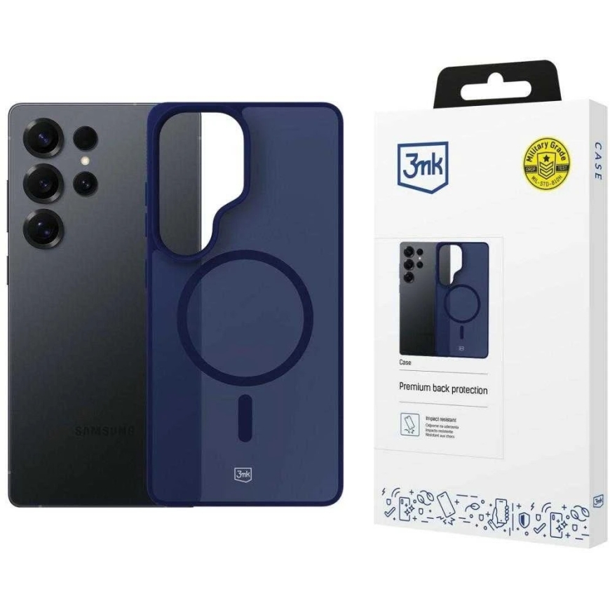 Dėklas 3mk dūminis „MagCase“, skirtas „Samsung Galaxy S25 Ultra“ - Mėlyna-permatomas