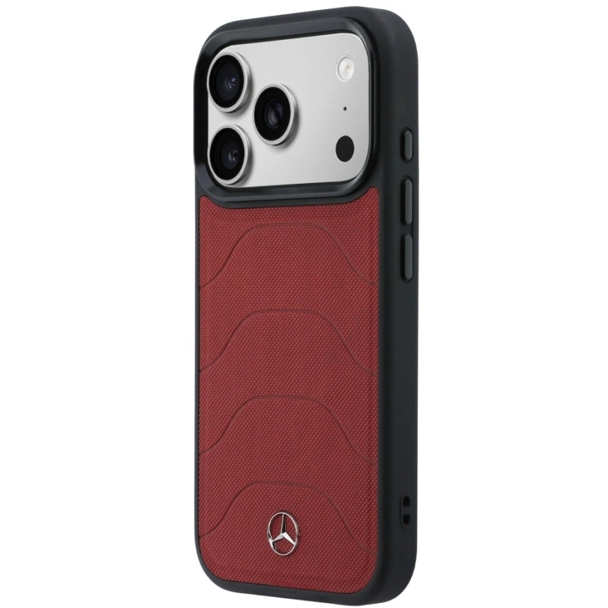 Mercedes Leather Mesh kaitse koos Bow Line MagSafe iPhone 17 Pro Max punane – 3