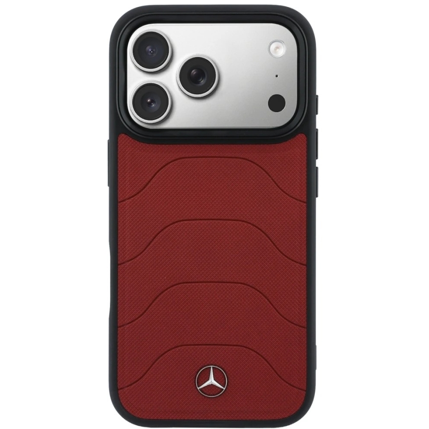 Чехол Mercedes Leather Mesh с Bow Line MagSafe для iPhone 17 Pro Max красный – 4