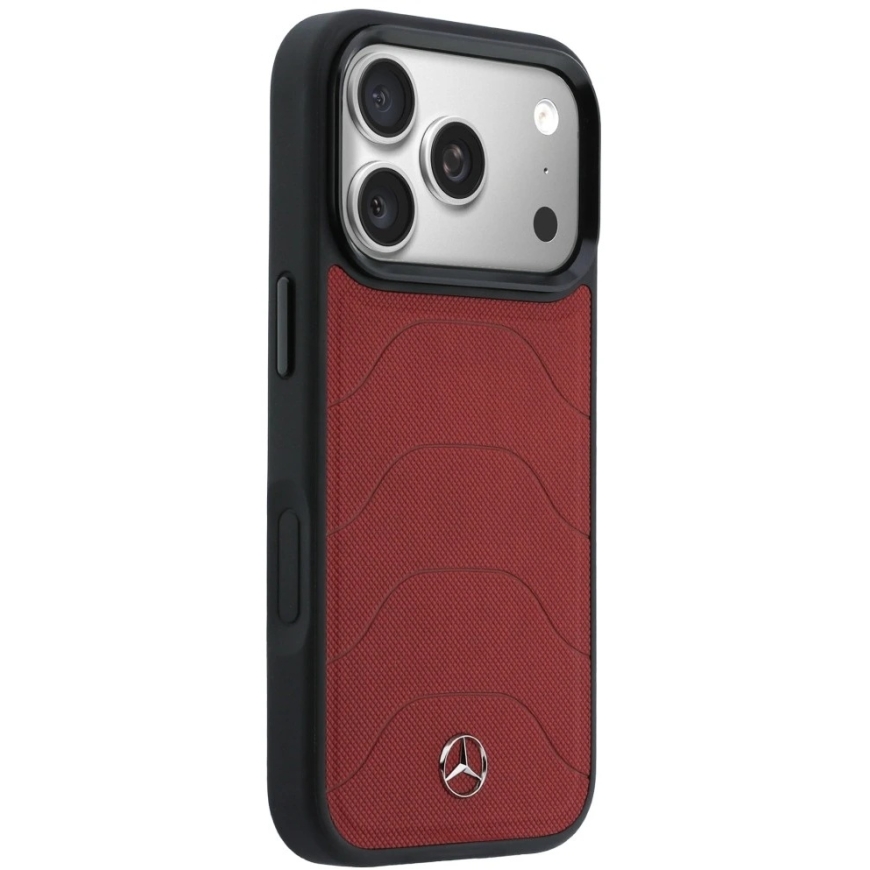 Dėklas Mercedes Leather Mesh with Bow Line MagSafe iPhone 17 Pro Max raudonas – 5
