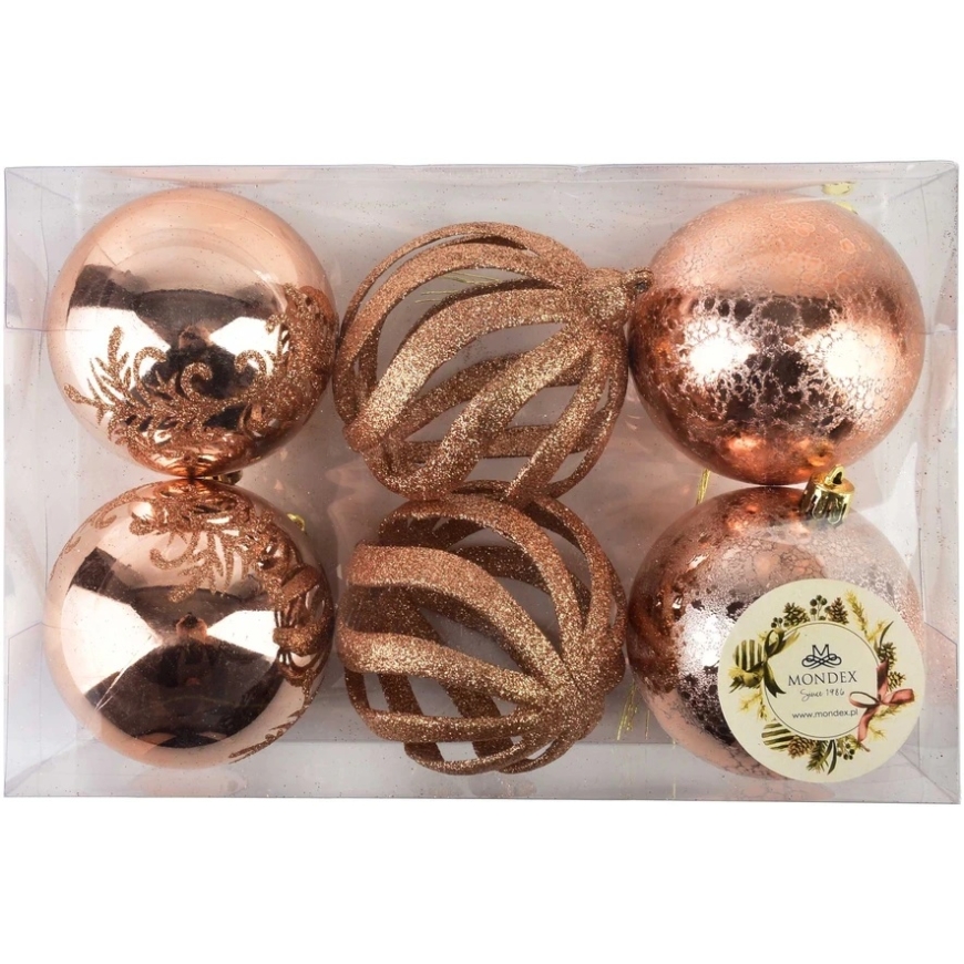 Mondex Since 1986 SANTA LILA 6 kalėdinių rutulių rinkinys 8 cm – 2