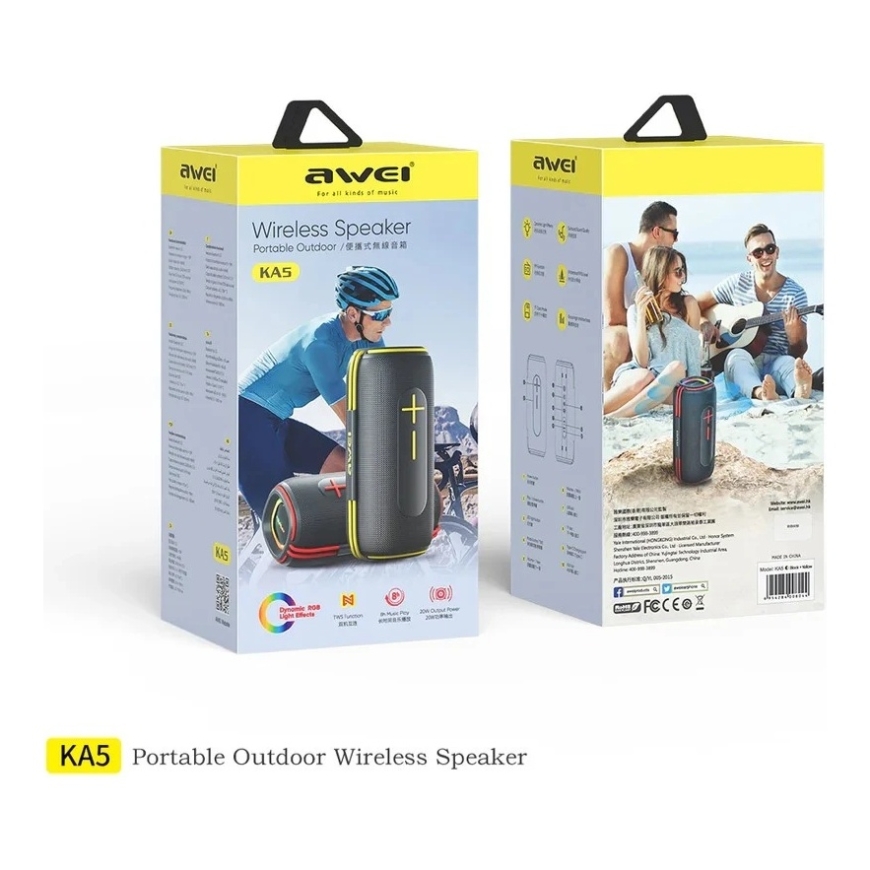 Bluetooth portable speaker Awei KA5 20W black-yellow – 2