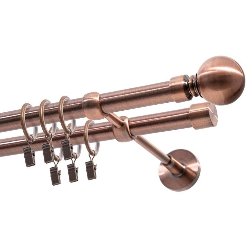 Decastyl Double Curtain Rod FI 19 mm Copper 160 cm Modern with Wheels Kowalski