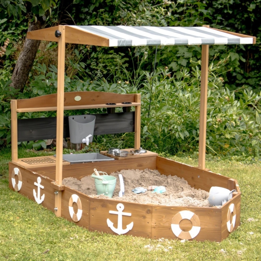 AXI wooden sandpit boat with kitchen and canopy – 4