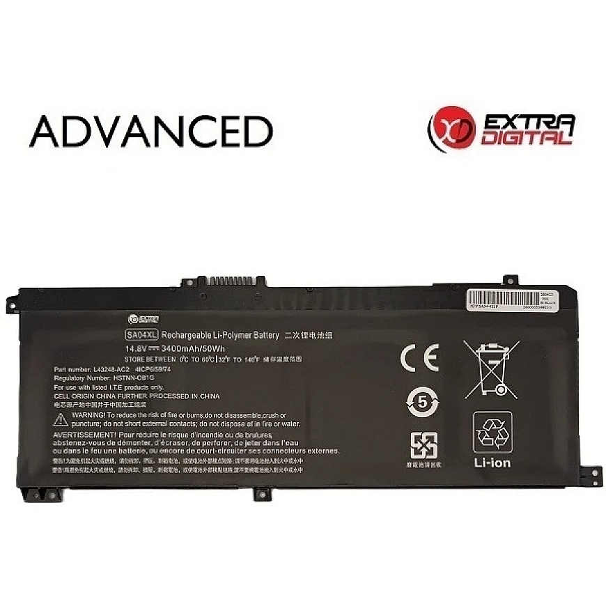 Papildu digitālā portatīvā datora akumulators - Papildu viedā HP SA04XL 3 400 mAh 14,8 V